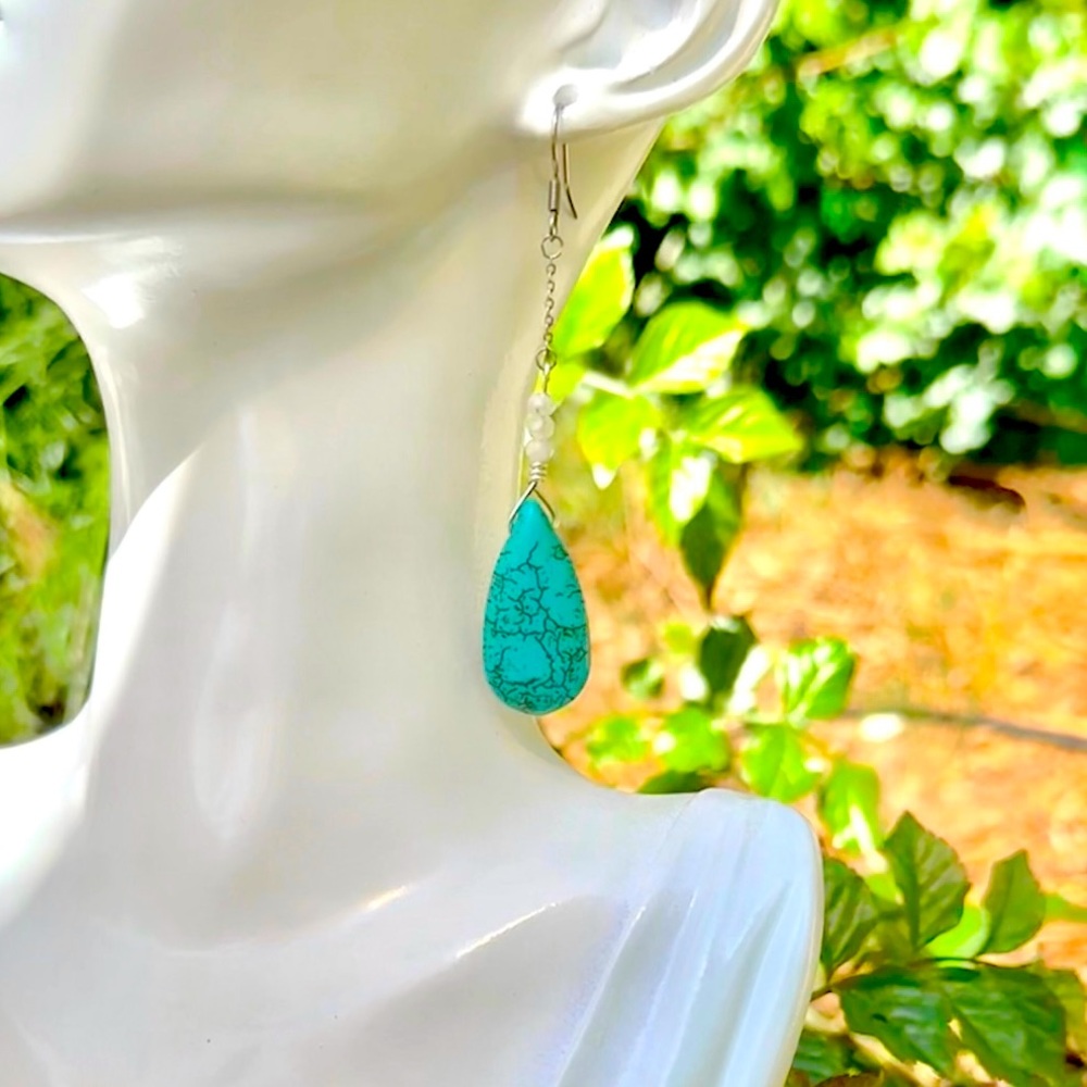 Turquoise drop earrings - Picture 1 of 2